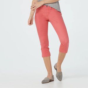 XL Laurie Felt Regular Colored Silky Denim Capri Pull On Jeans Coral
